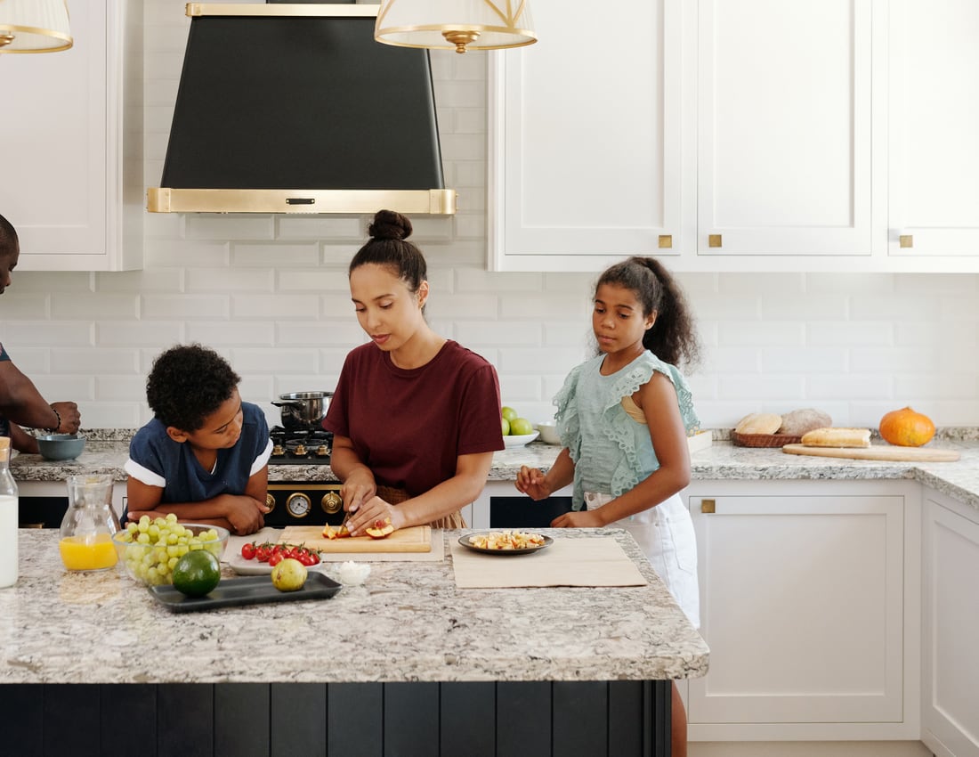 Family preparing healthy food together